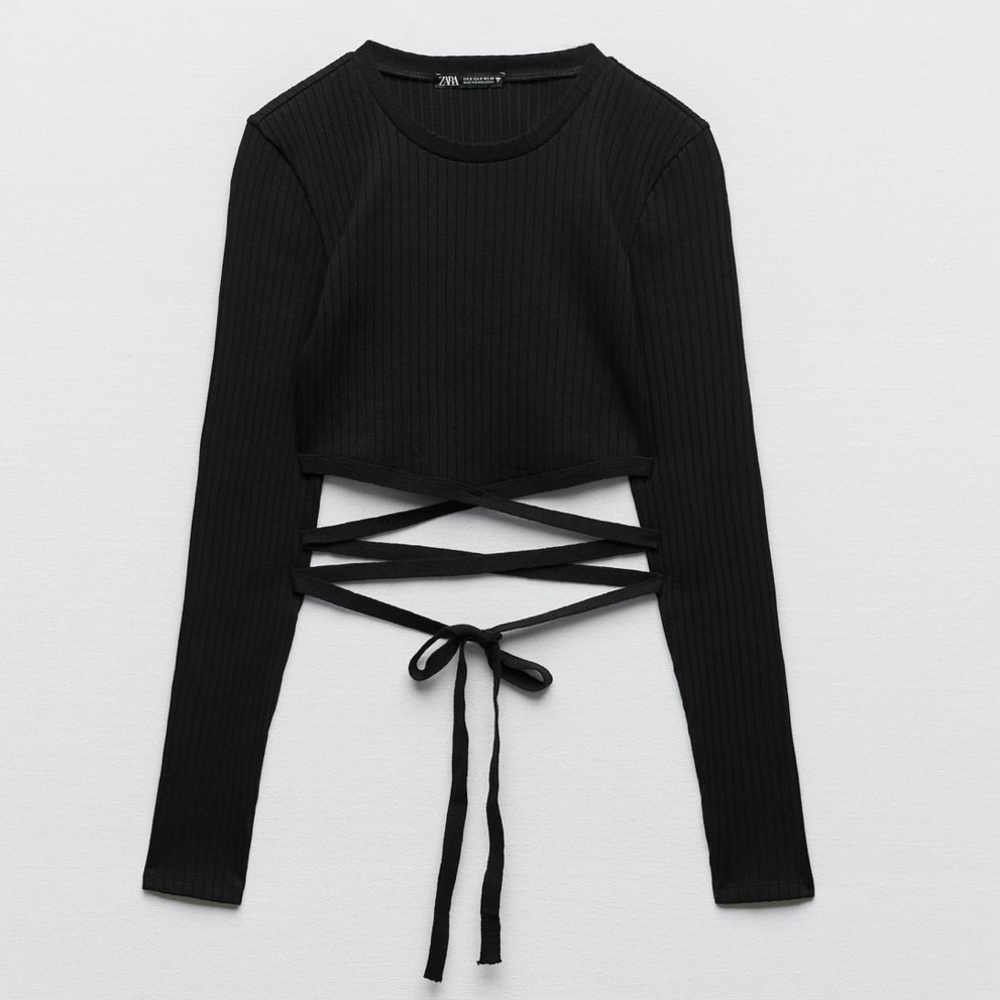 NWT Zara Cropped Tie Top